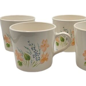 Corning Vintage Cornerstone GLENORA Pattern 8oz Coffee Cup - Set of 4